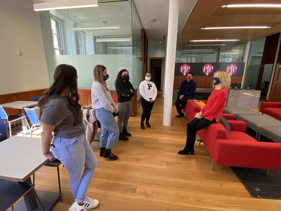 penn president amy gutmann visits penn first plus space