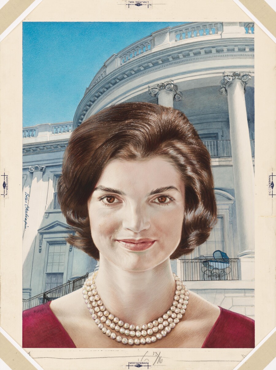 face of Jackie Kenndey on magazine cover 