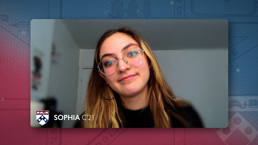 Sophia screen shot from online Scholarship Celebration