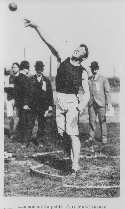 Undergraduate student Josiah Calvin McCracken competes in the shot put.