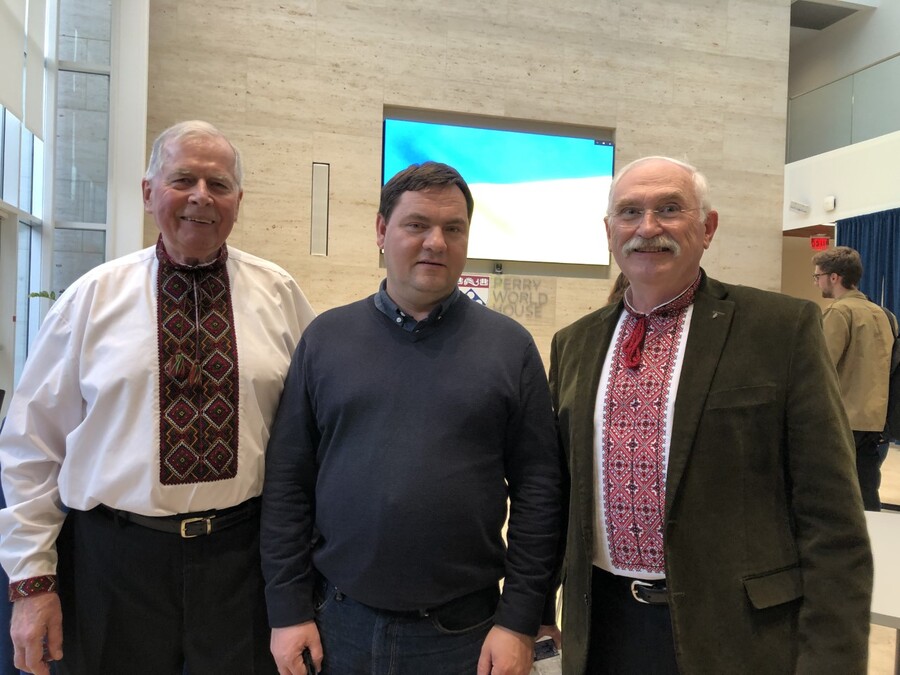 Three members of the Ukrainian choir at Perry World House.