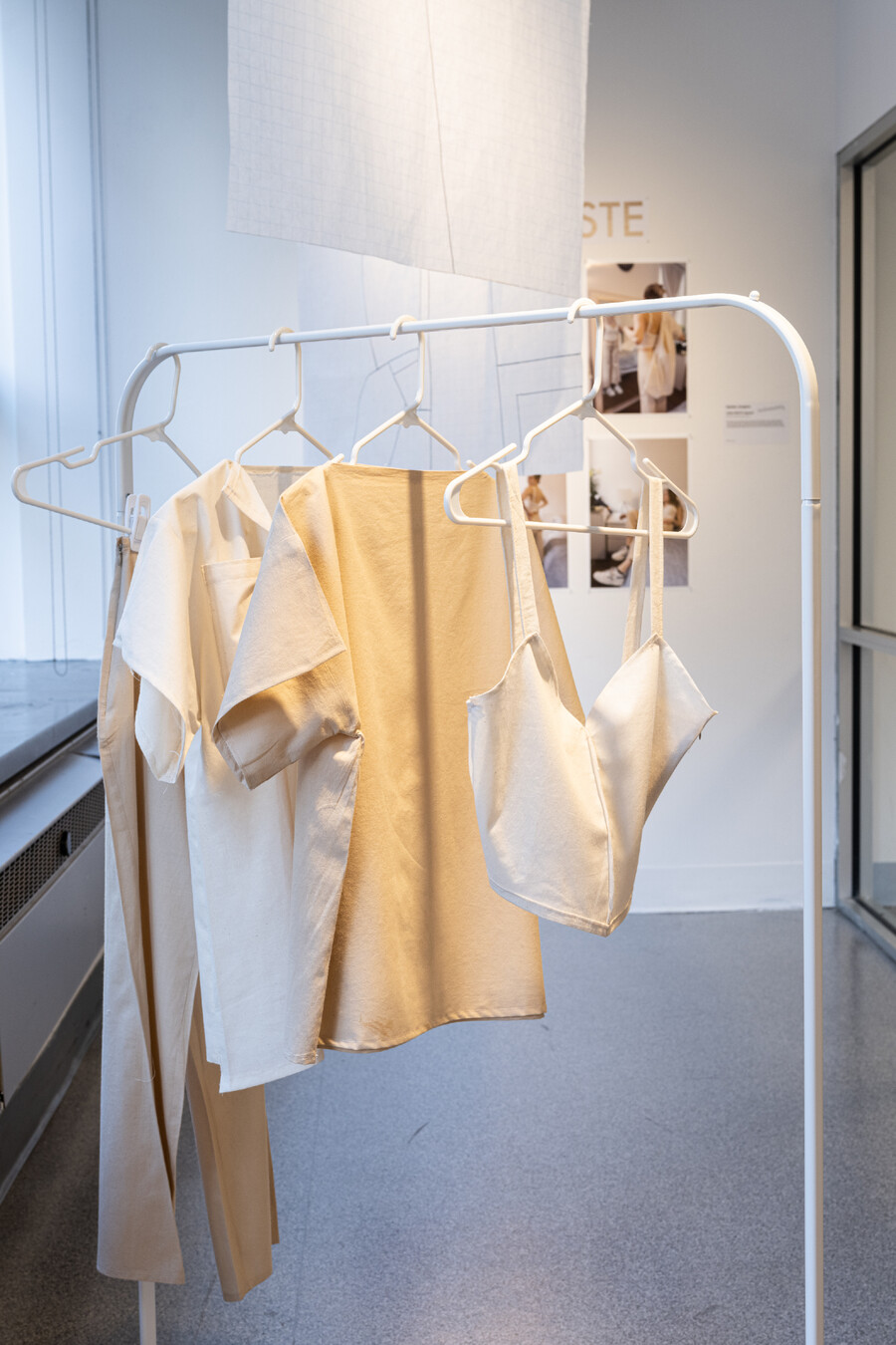 clothing hanging on hangers 