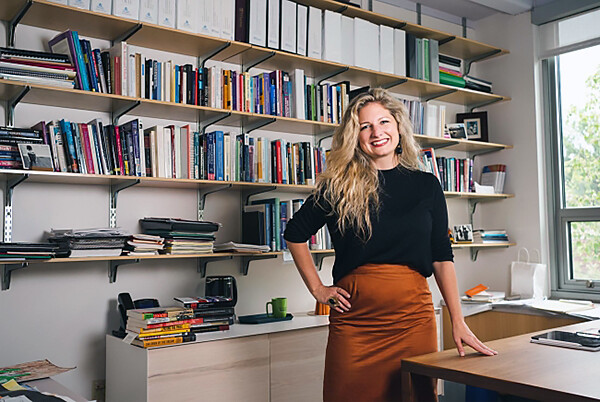A. Brooks Bowden in her library.