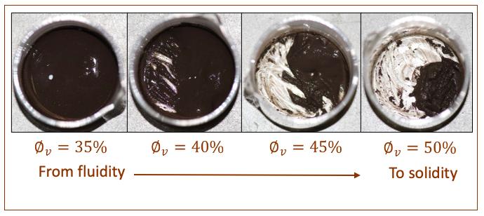 Four scientific samples of mud at different concentrations