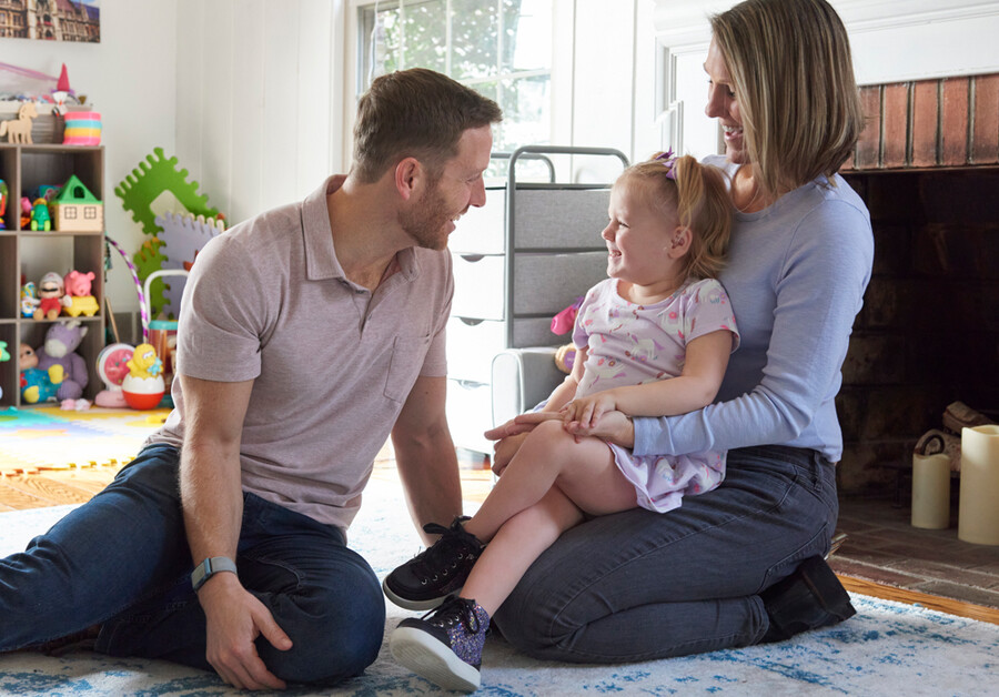 Benjamin Prosser with his daughter, Lucy, and wife, Erin.