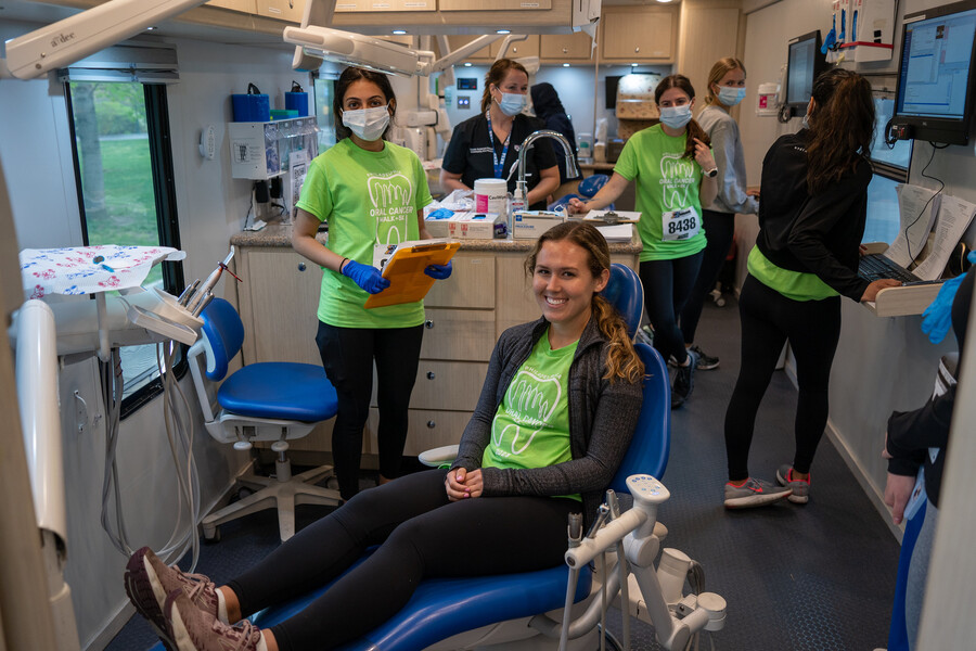 People in a mobile dental clinic