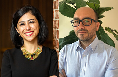 Side-by-side, researchers Golnaz Vahedi and Jorge Henao-Mejia