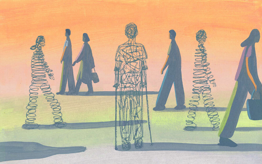 Illustration of several people with varying fullness of body sketching.