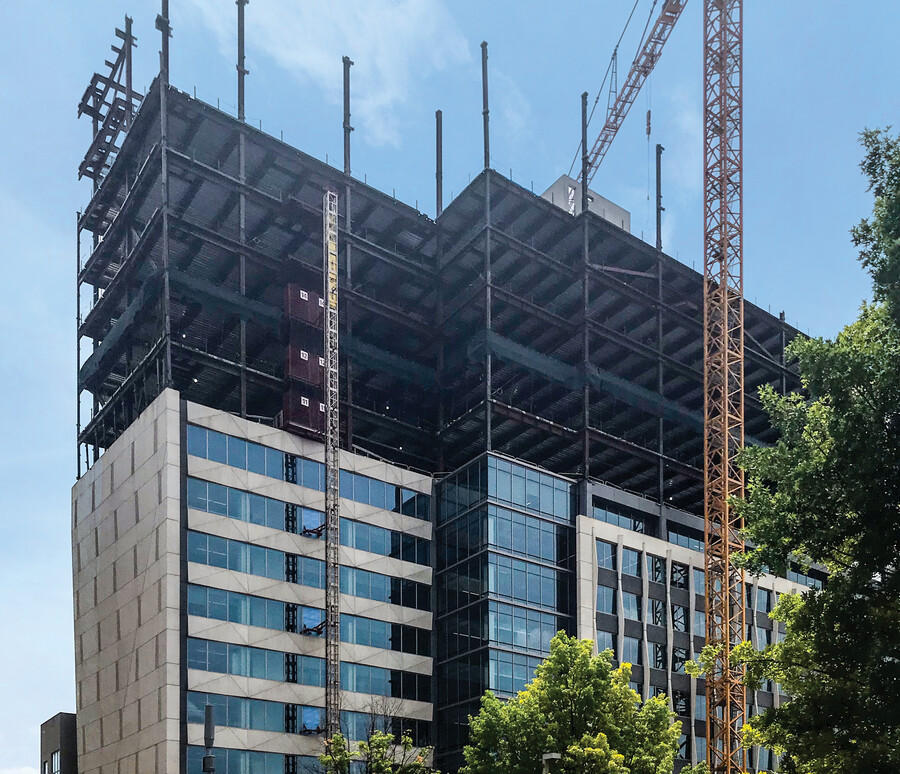 A large building under construction on Penn’s campus.