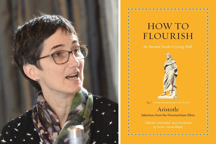 Left: Susan Sauvé Meyer; right: book cover for “How to Flourish”