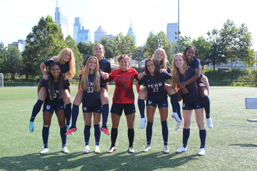 Ginger Fontenot poses with her fellow seniors before Senior Night.