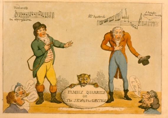 Caricature titled “Family Quarrels of The Jew and the Gentile”