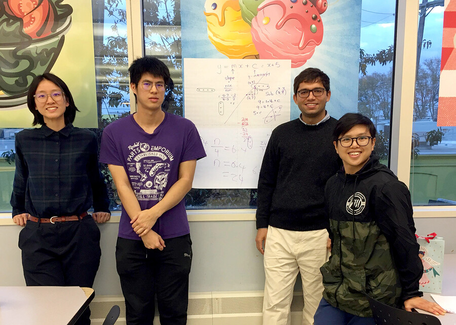 (from left to right) Yidi Wang, Yi Wang, Deependra Singh, and Marielle Ong. 