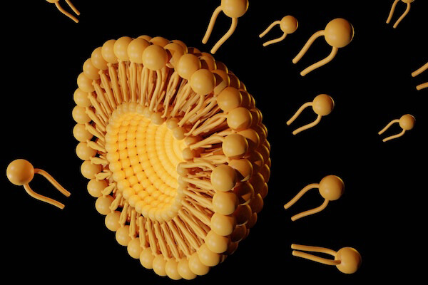 Microscopic view of lipid nanoparticles.