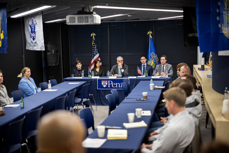 Secretary listens at roundtable with students and staff