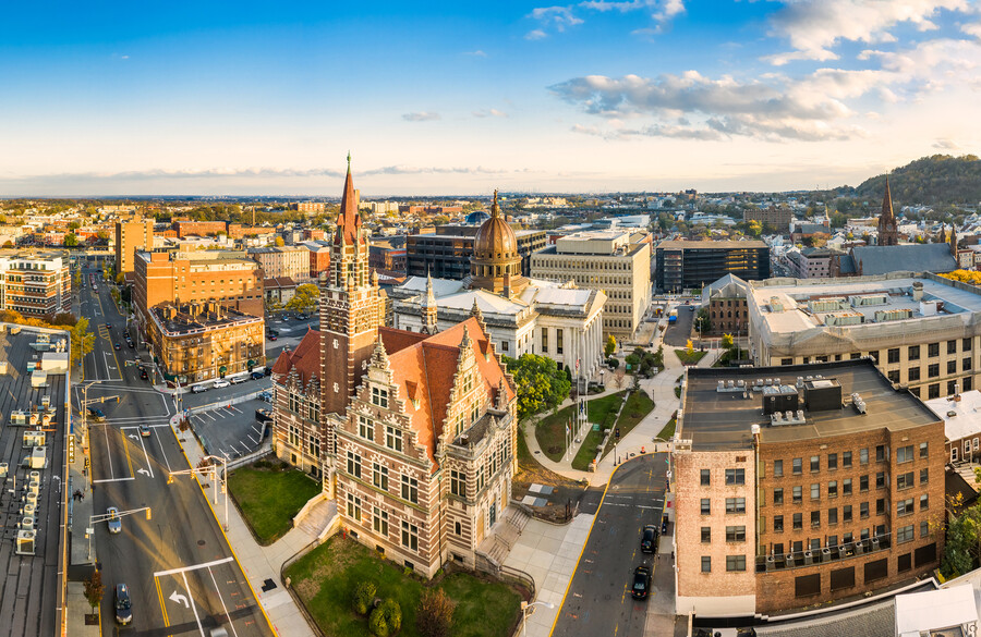 Aerial view of Paterson, New Jersey.