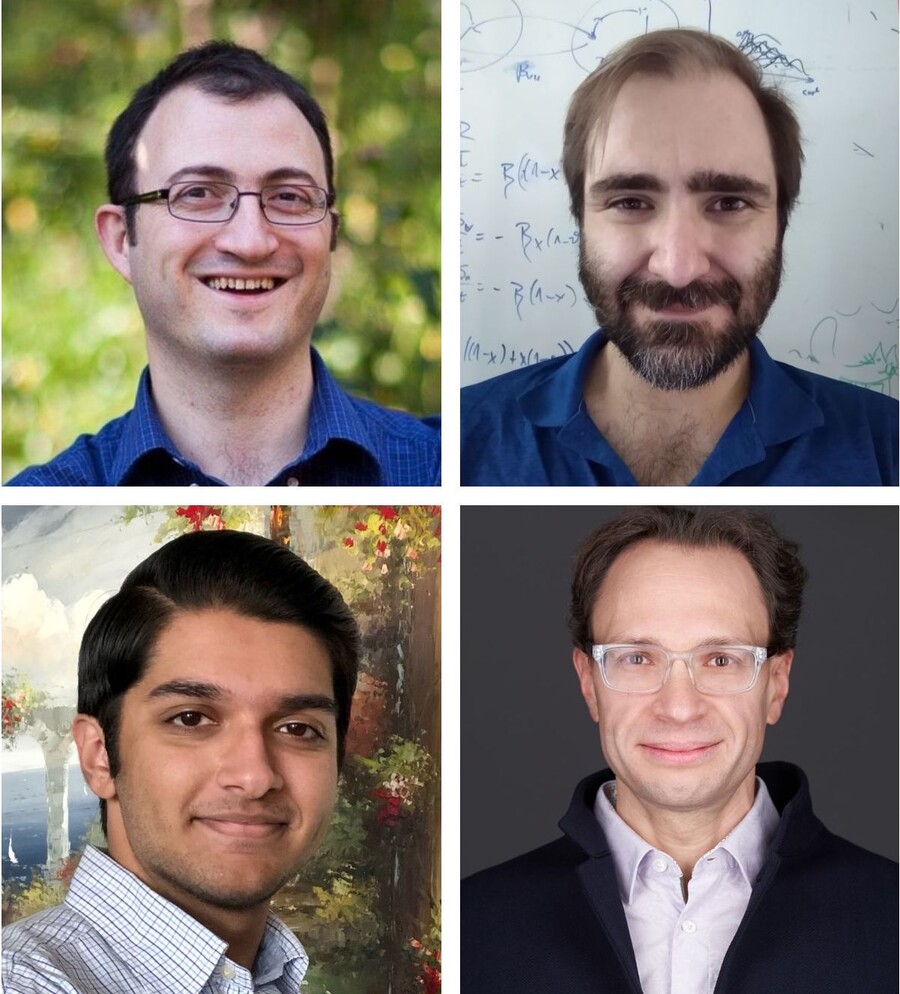 Clockwise from left: Erol Akçay, Bryce Morsky, Joshua Plotkin, and Neel Pandula
