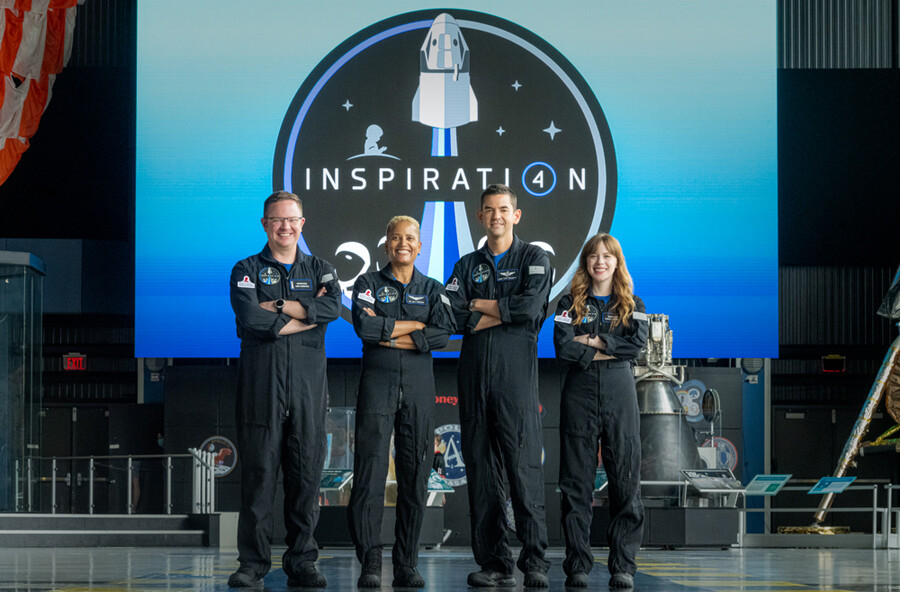 Chris Sembroski, Sian Proctor, Jared Issacman, and Hayley Arcenaux.