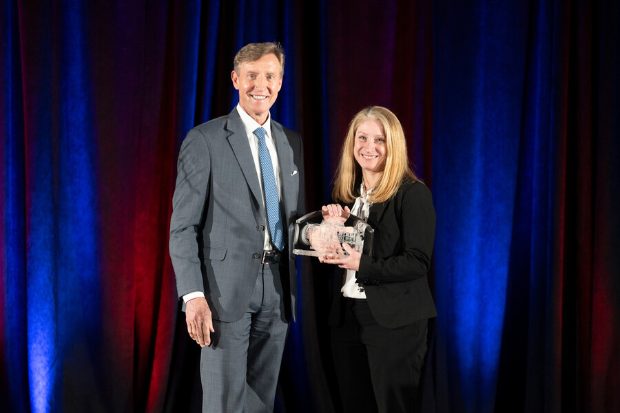 President J. Larry Jameson with Models of Excellence Award recipient Leslie M. Levin.