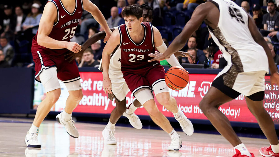 Ethan Roberts playing basketball.