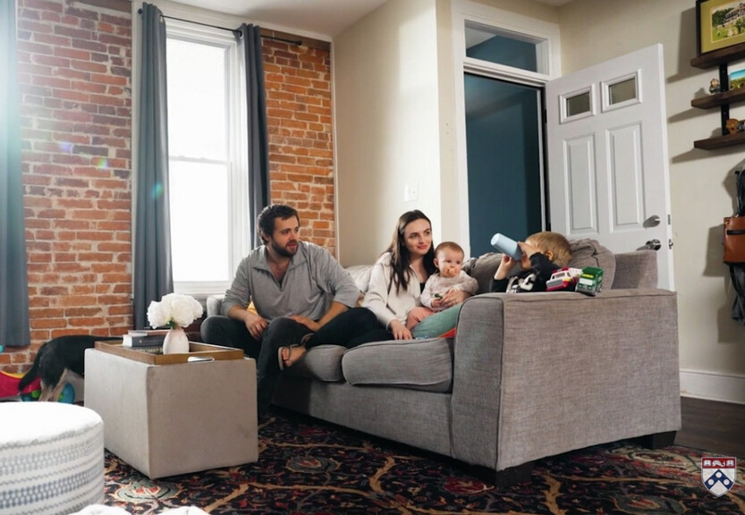 The Whitmer family in their home living room.