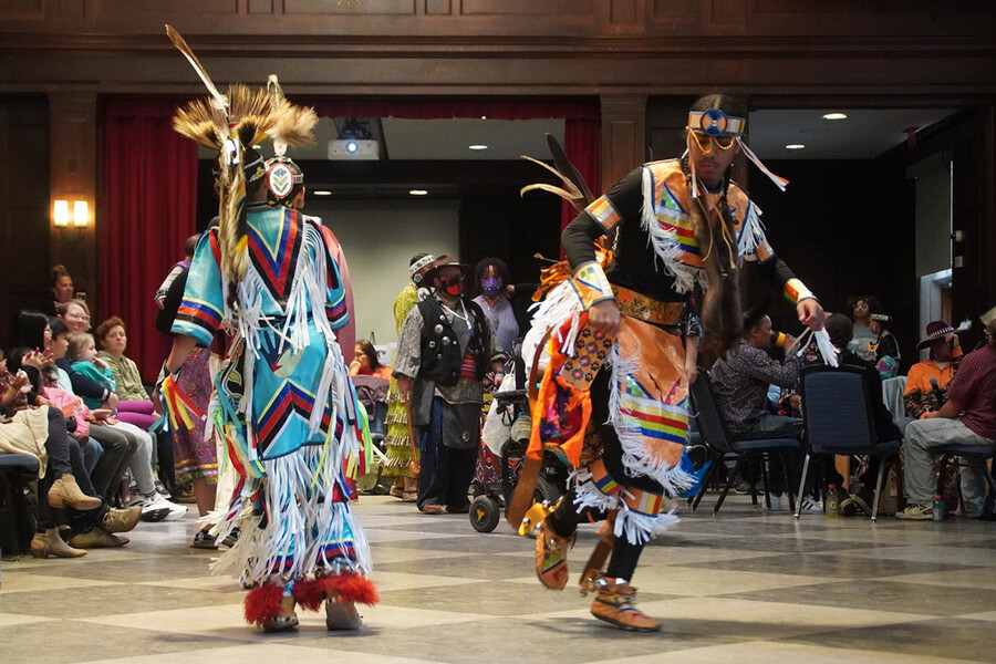 Performers with Natives at Penn performing a traditional dance.