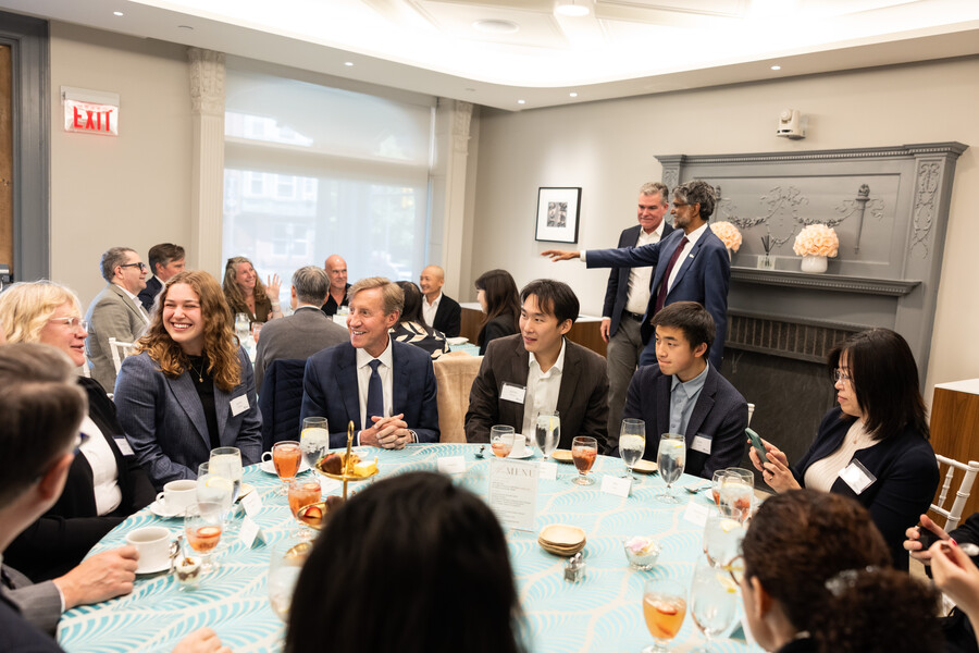 J. Larry Jameson with Eric Lee, Janine Haros, and Justin Wangof the Shared Vision team at the PIP PEP luncheon.
