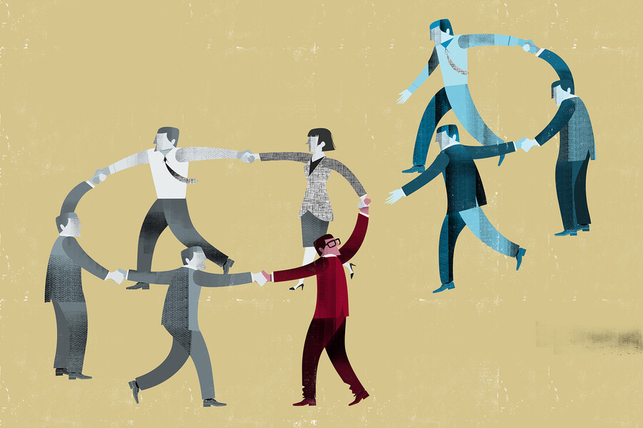 Managerial cooperation icon.