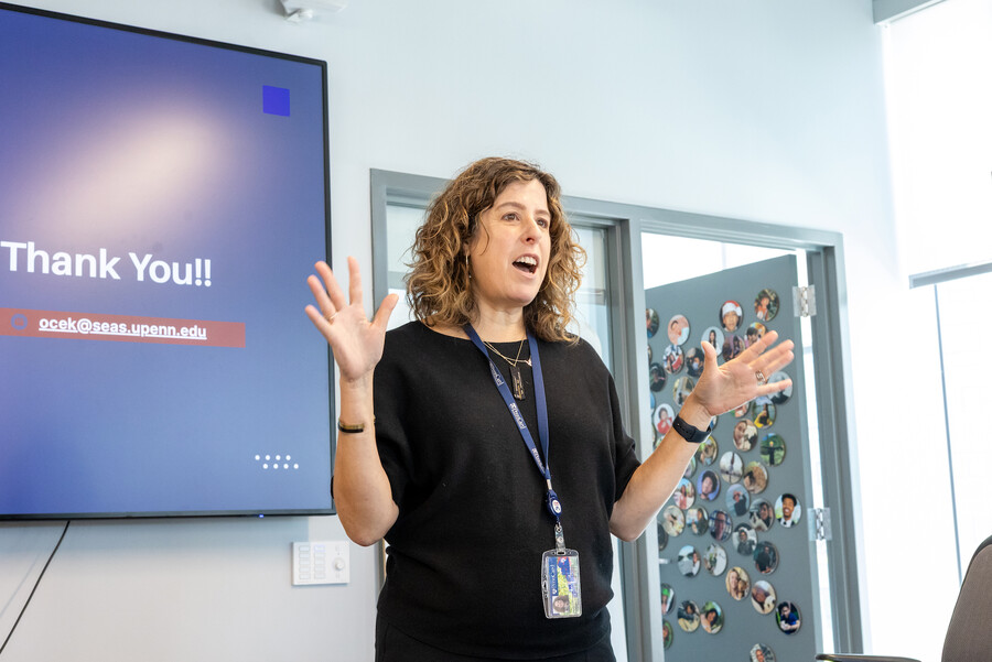 Sarah Rottenberg lecturing.