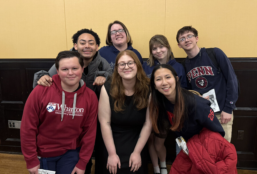 Marissa Prager (center) with six other students.