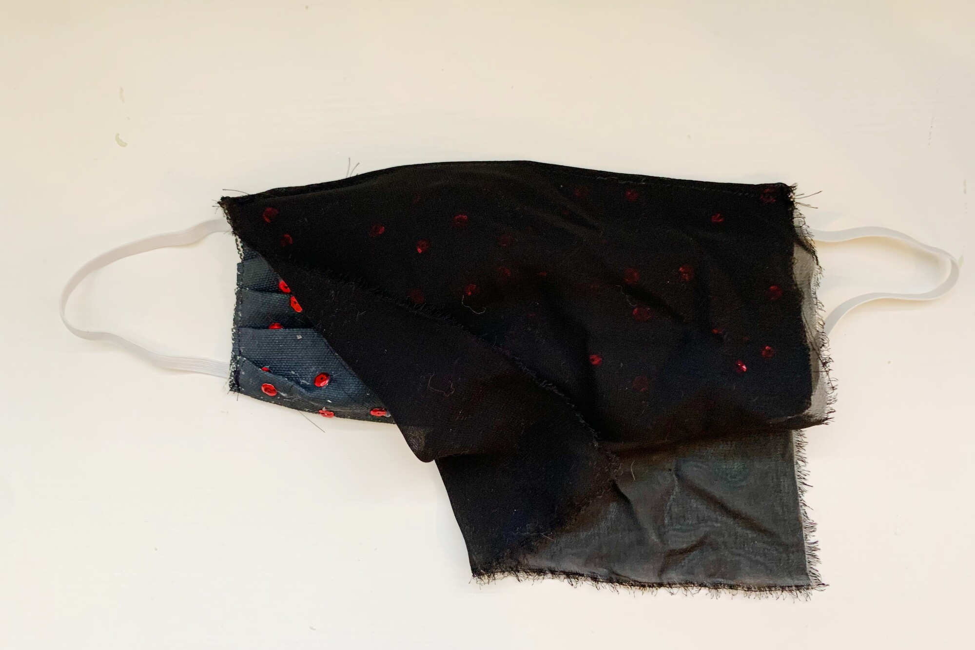 a black mask with sequins