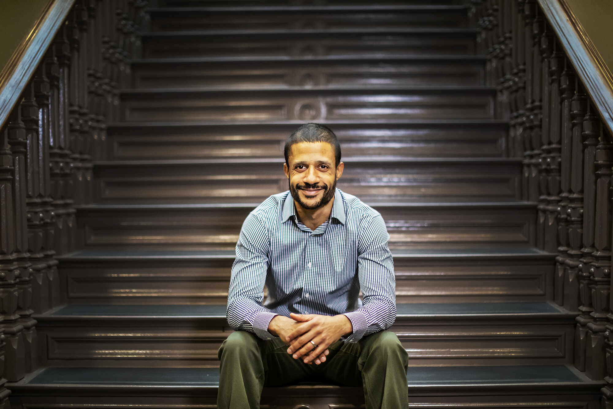 ben baker sitting on steps