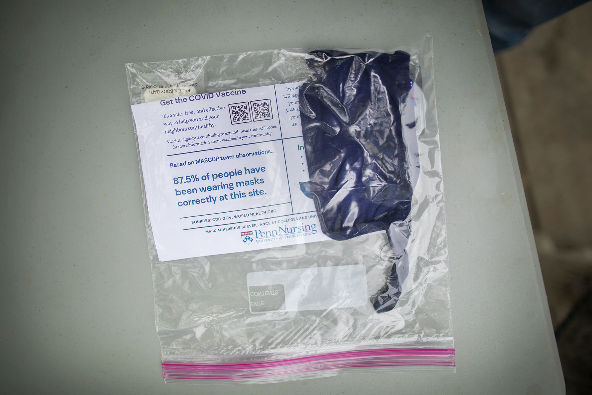 penn nursing bag with mask for handouts