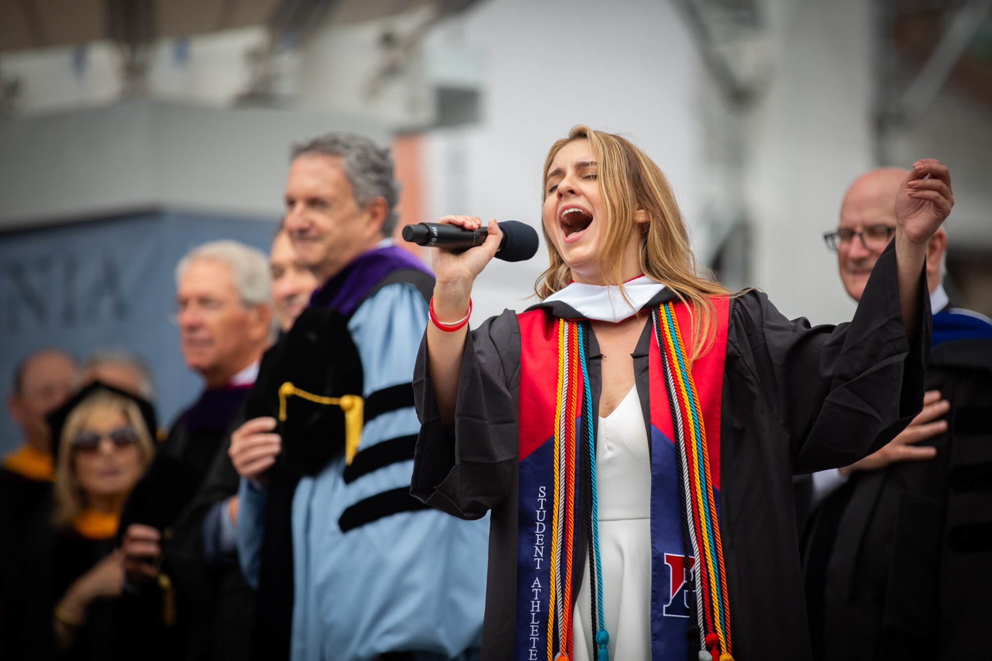 penn graduate sings the national anthem
