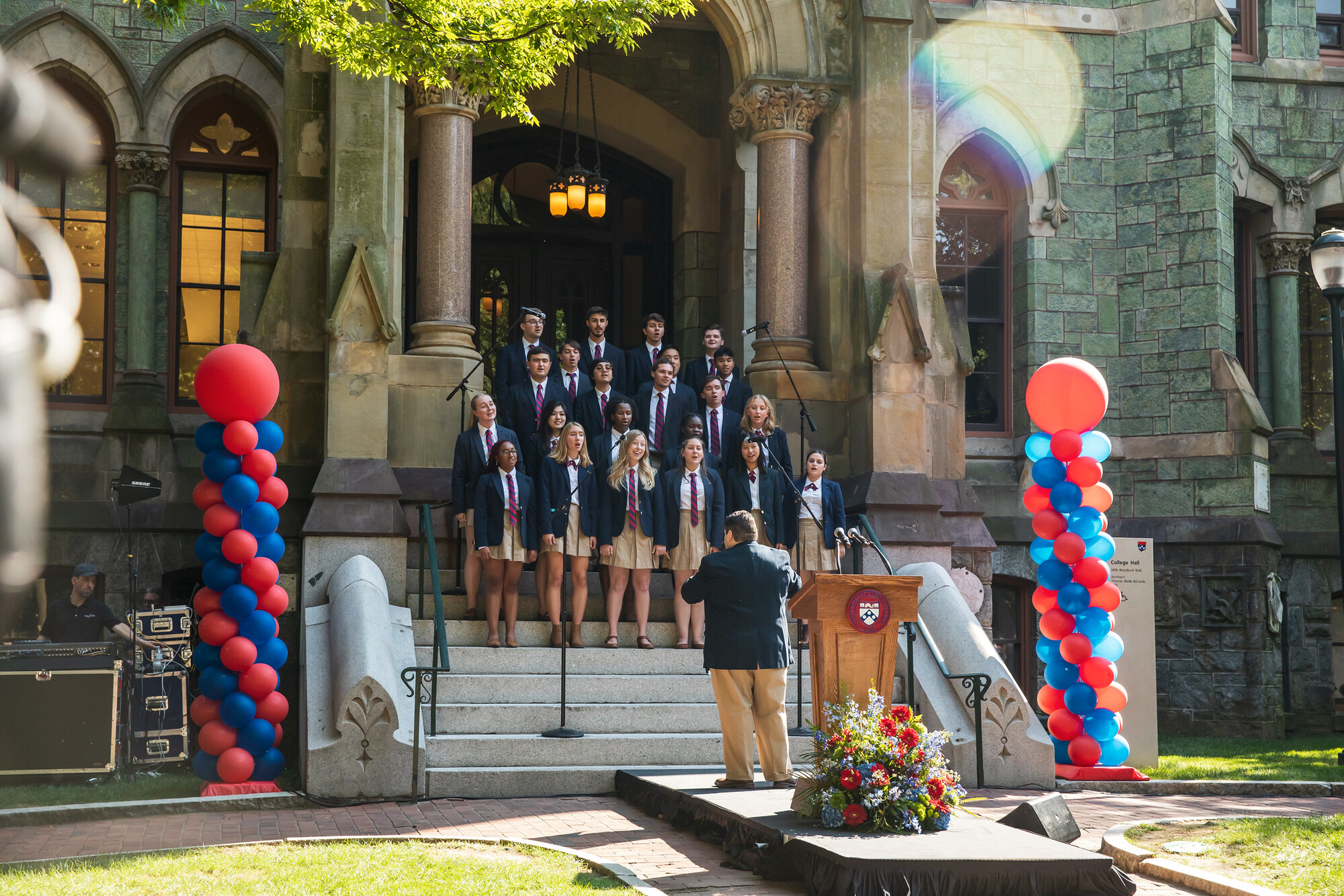 penn glee club on steps of college hall