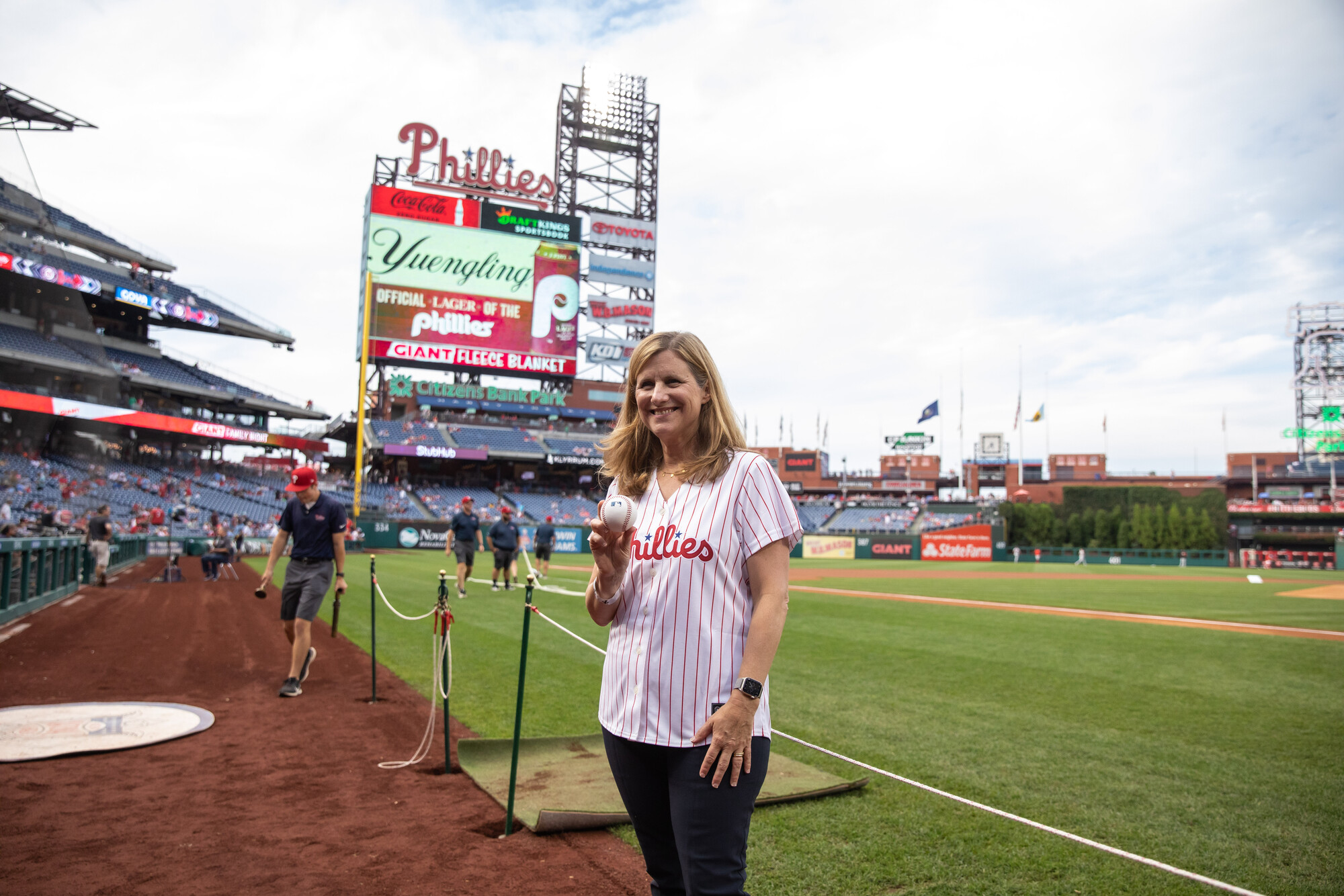 Magill holds baseball on field
