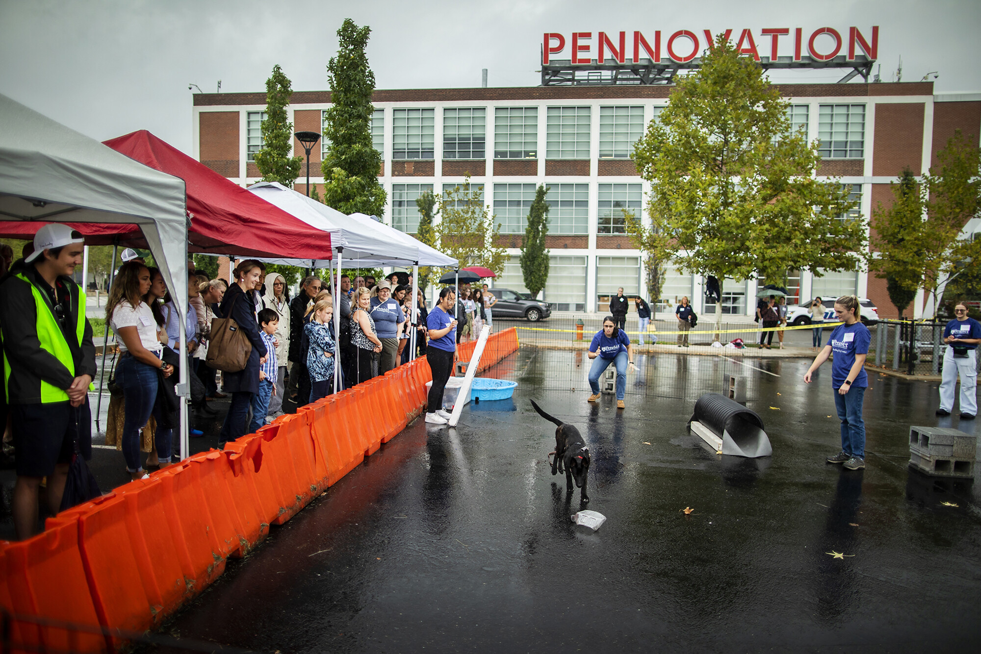 working dog demo in pennovation center parking lot