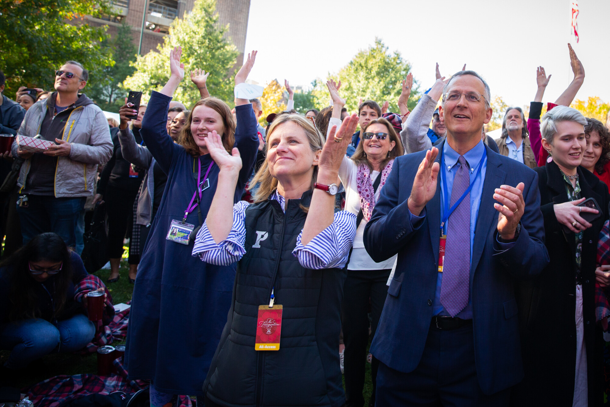 president magill enjoys the inauguration concert