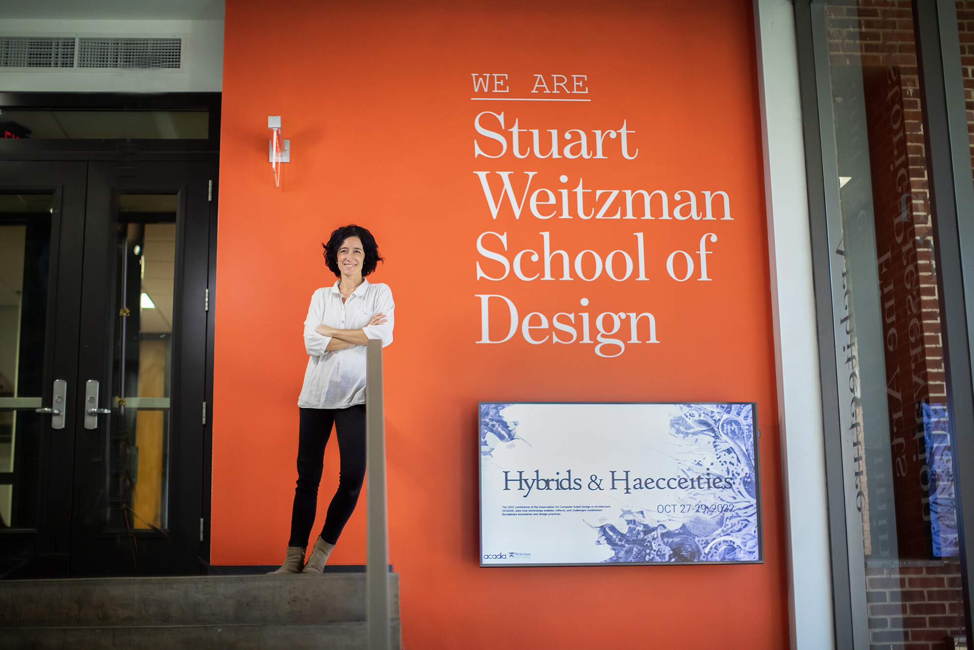 laia in front of stuart weitzman sign