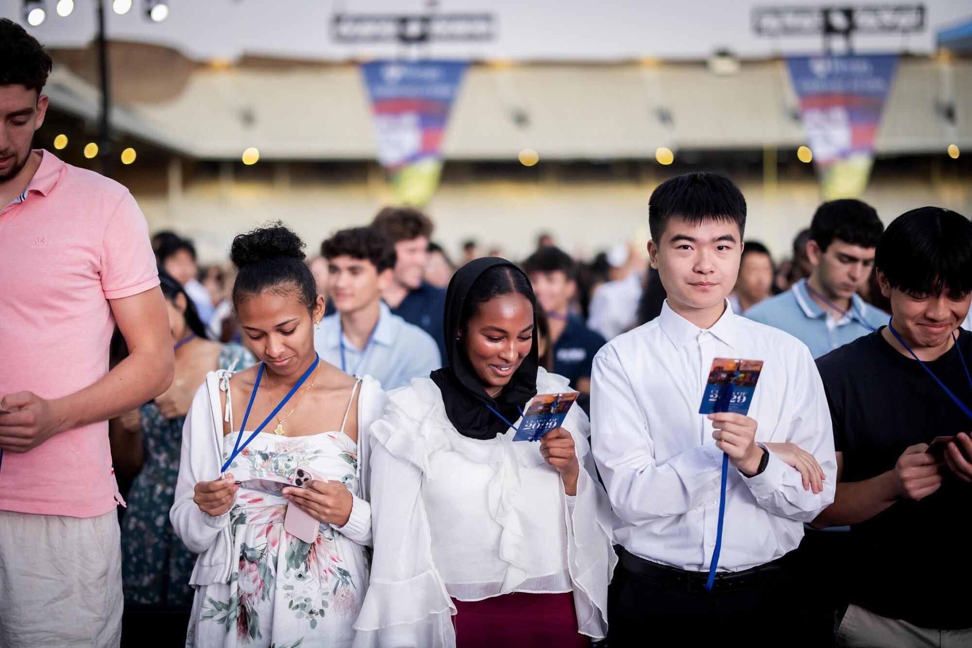 Students on Franklin Field during Penn’s Convocation.