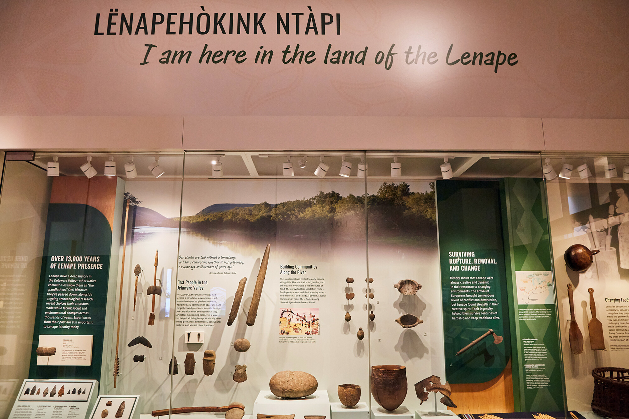 A display of Lenape artifacts at the Penn Museum.