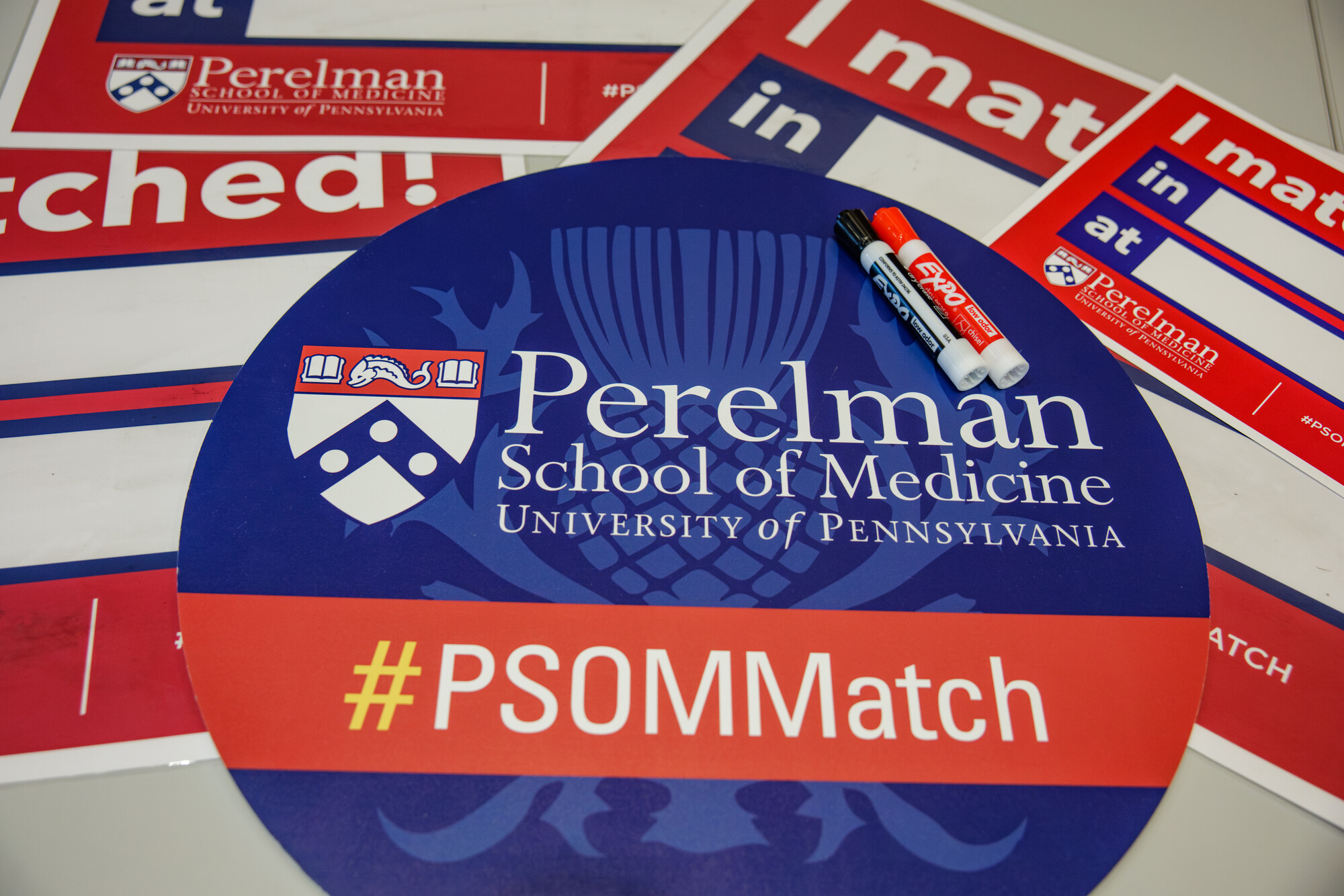 Signs for Perelman School of Medicine’s Match Day.