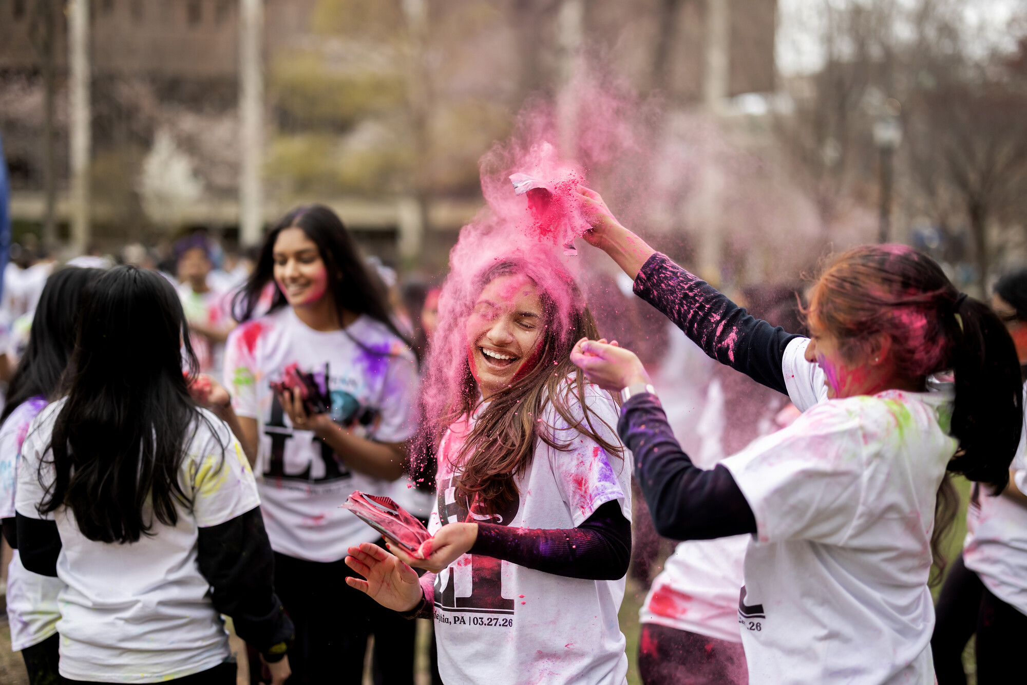 Penn students celebrating Holi on campus.