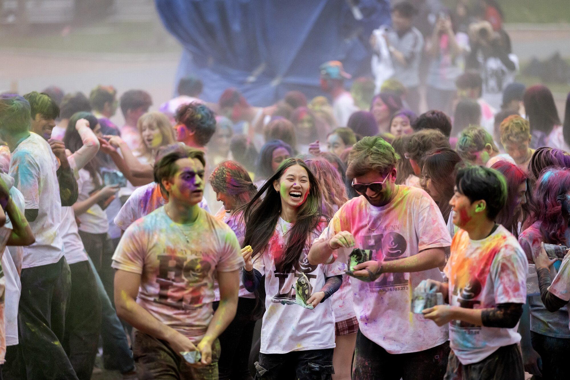 Penn students celebrating Holi on campus.