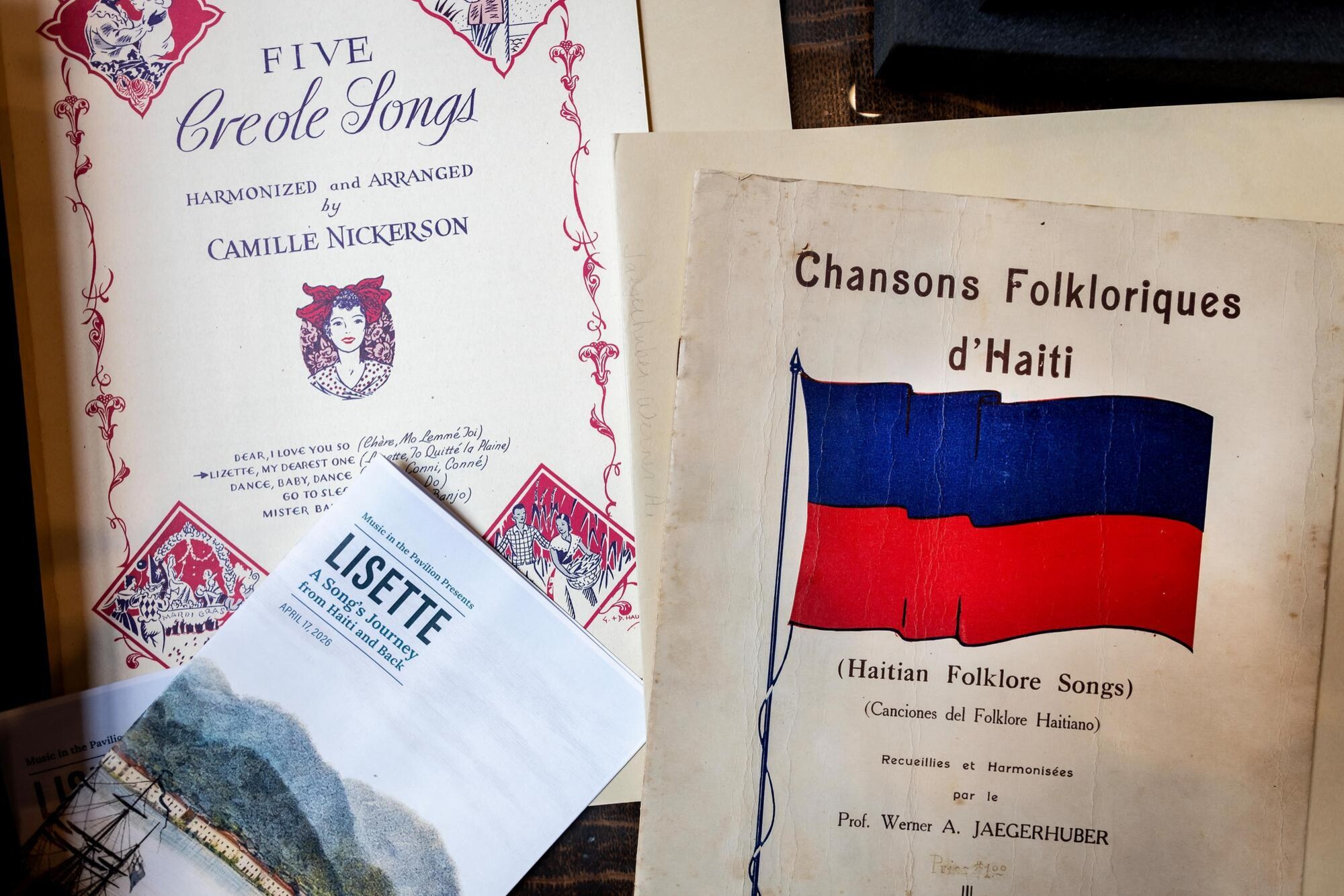 Pamphlets from revolutionary times, Haiti folklore and Creole songs.