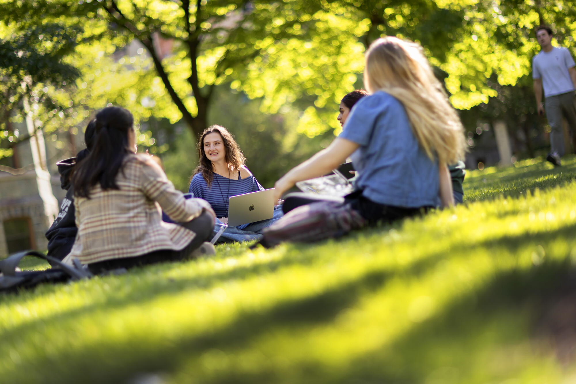 Students in class on College Green.