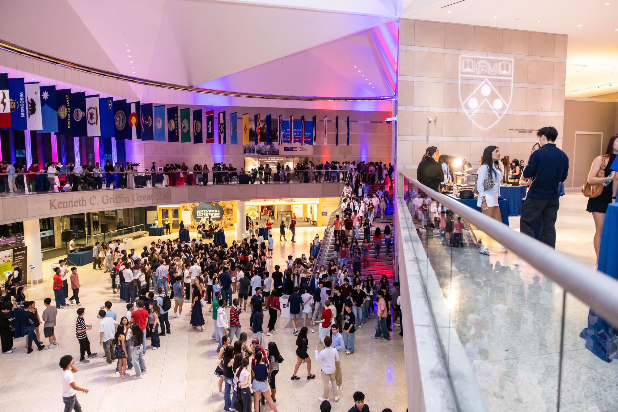 Penn students mingling in the Constitution Center.