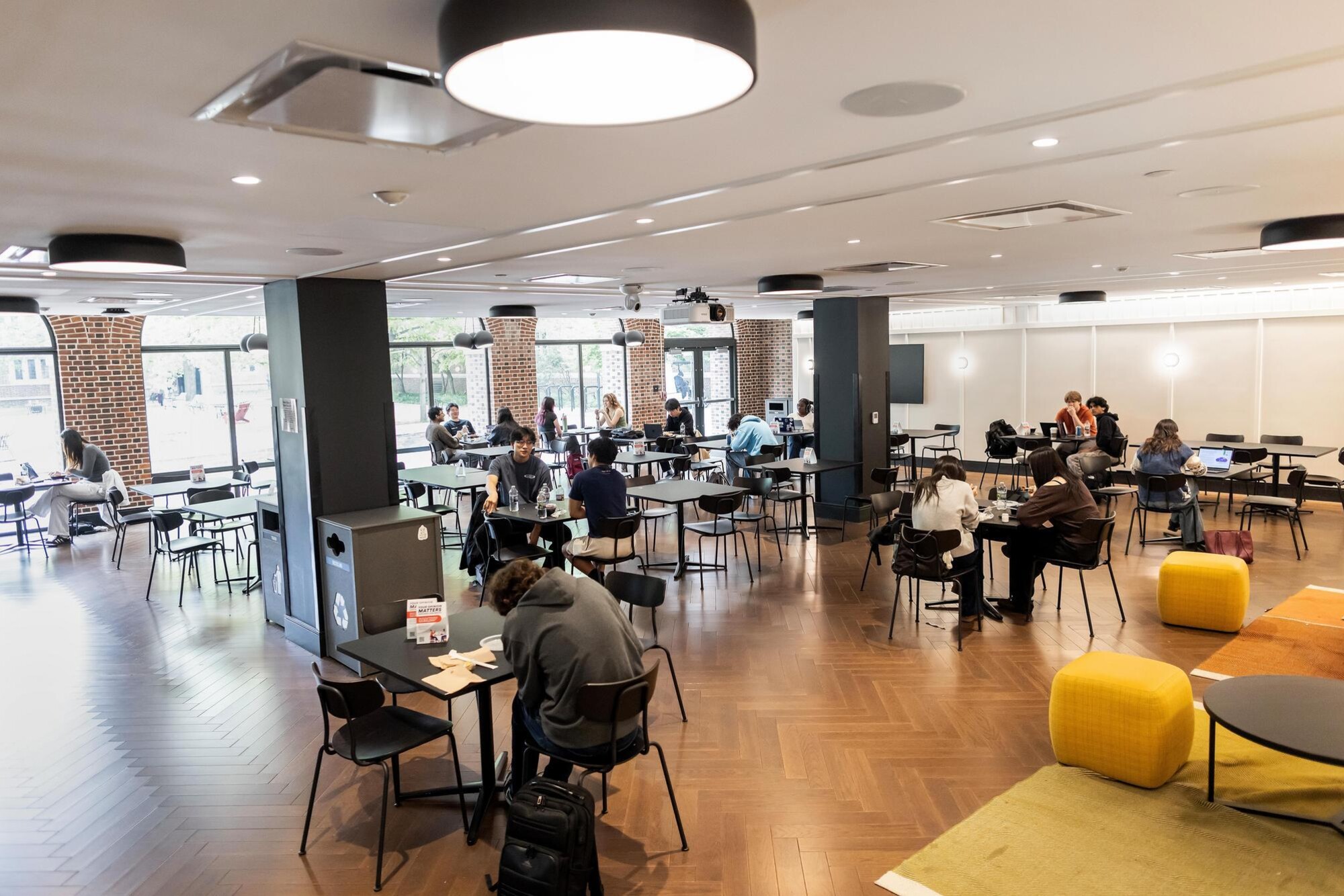 McClelland dining space with students eating and studying.