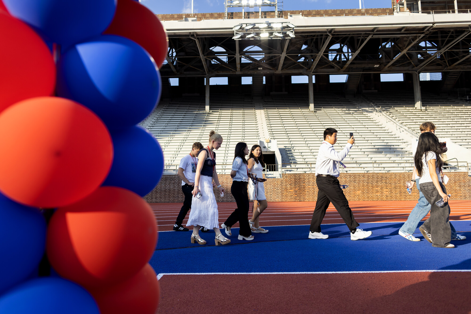 Students walking onto Franklin Field for Convocation.