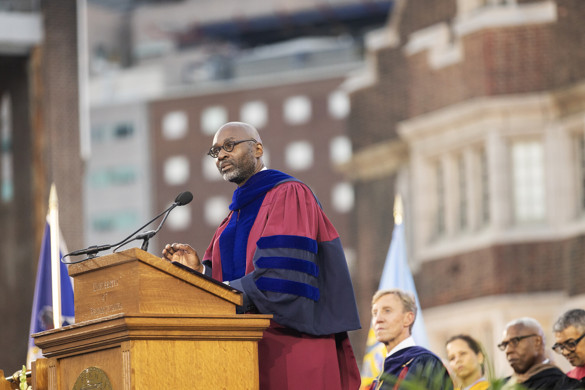Penn Provost John L. Jackson Jr. speaking at the podium.